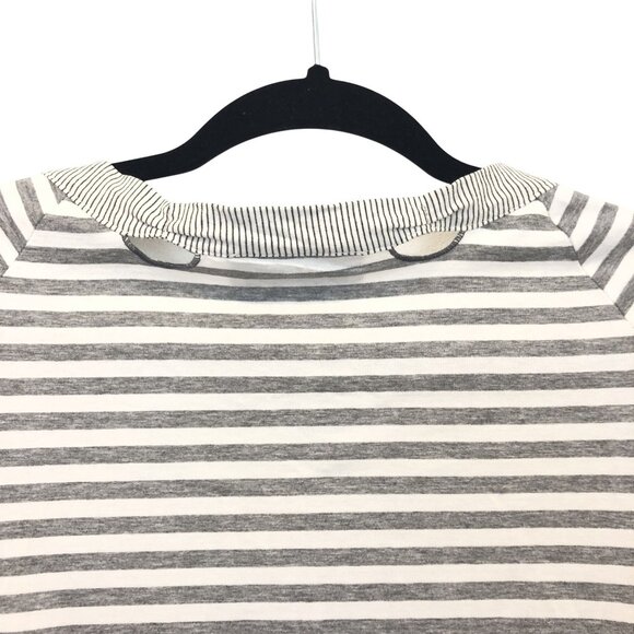 Elisa Cavaletti Striped Button-Down Shirt Unique Collar Button Size M White Grey - Picture 8 of 11